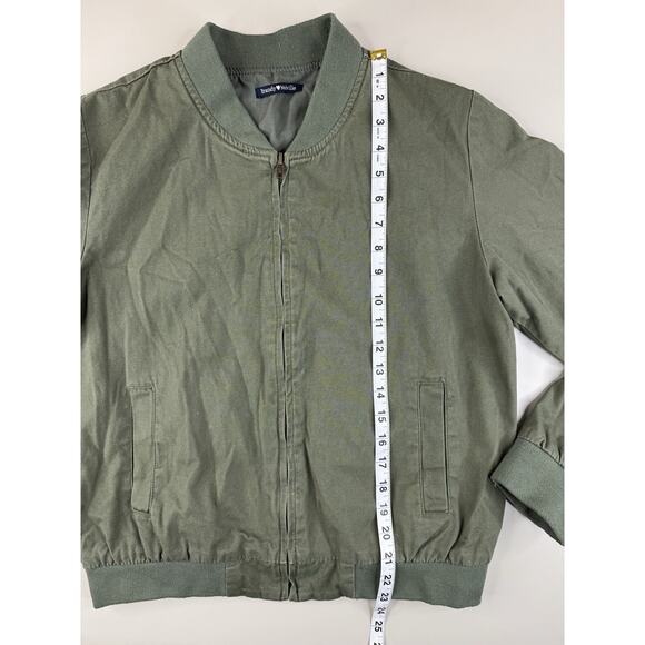 Brandy Melville Womens Canvas Bomber Jacket One Size Military Green GORPCORE - Picture 3 of 9